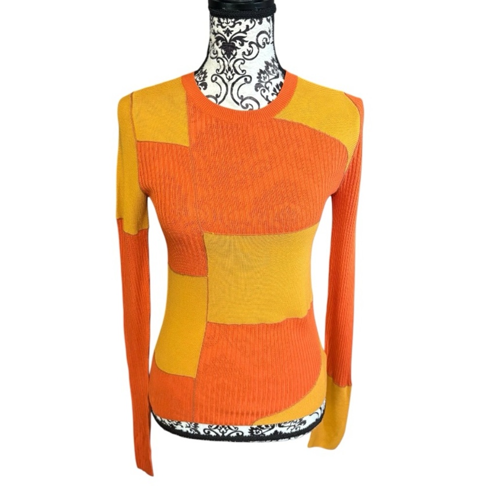 27 MILES MALIBU Colorblock Orange and Yellow Sweater